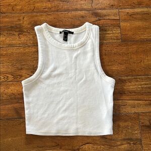 Forever21 White Sleeveless Ribbed Top